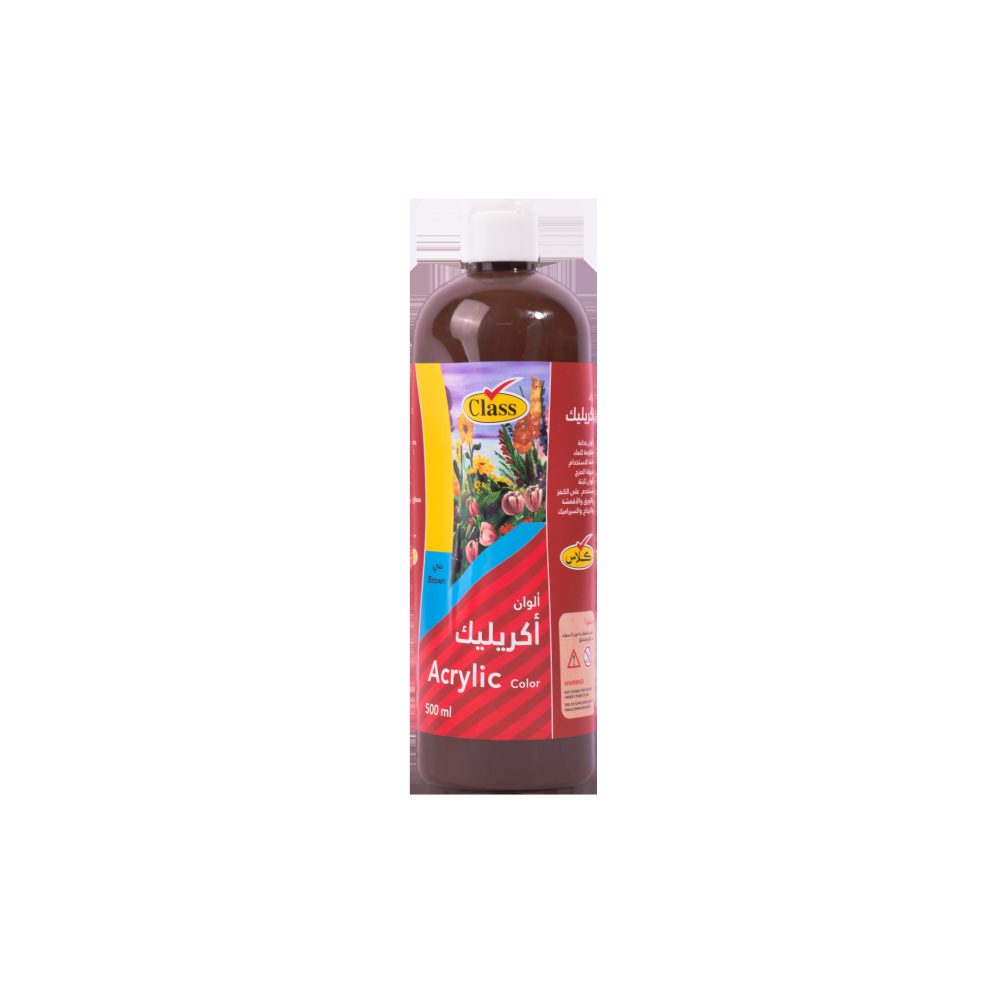 كلاس ألوان أكريليك - بني – مثالي للتلوين والرسم والأعمال اليدوية في المدرسة أو المنزل - طقم من 6 قطعة