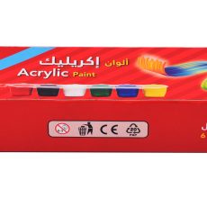 كلاس ألوان أكريليك - 6 لون – مثالي للتلوين والرسم والأعمال اليدوية في المدرسة أو المنزل - طقم من 12 قطعة