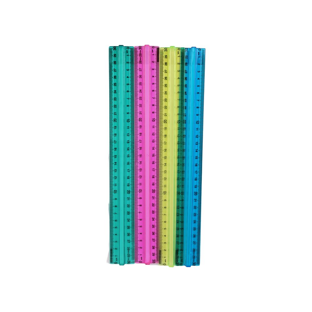 كلاس مسطرة 30cm - متعدد الألوان – مثالي لأعمال المكتب والمشاريع المدرسية ومهام المكتب اليومية - طقم من 12 قطعة