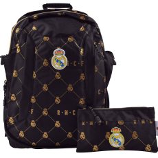 ريال مدريد شنطة ظهر مدرسية - أسود – مثالي للذهاب إلى المدرسة والتنقل اليومي وحمل الأغراض