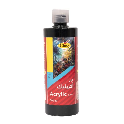 كلاس ألوان أكريليك - أسود – مثالي للتلوين والرسم والأعمال اليدوية في المدرسة أو المنزل - طقم من 12 قطعة