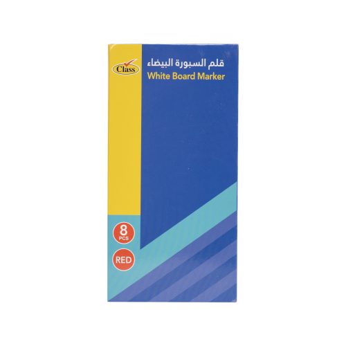 كلاس قلم سبورة - أحمر – مثالي للملاحظات المدرسية وأعمال المكتب والكتابة اليومية - طقم من 8 قطعة