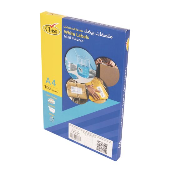 كلاس ليبل لاصق - 200×60 سم – مثالي للتغليف والأعمال اليدوية ومهام المكتب أو المدرسة اليومية - طقم من 100 قطعة