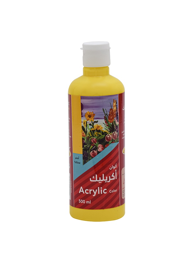 كلاس ألوان أكريليك - أصفر – مثالي للتلوين والرسم والأعمال اليدوية في المدرسة أو المنزل - طقم من 6 قطعة